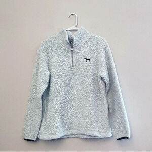 Y2k PINK Victoria's Secret light blue quarter zip sherpa  outdoors